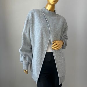 Cutaway Fleece Sweatshirt in Grey- NWOT